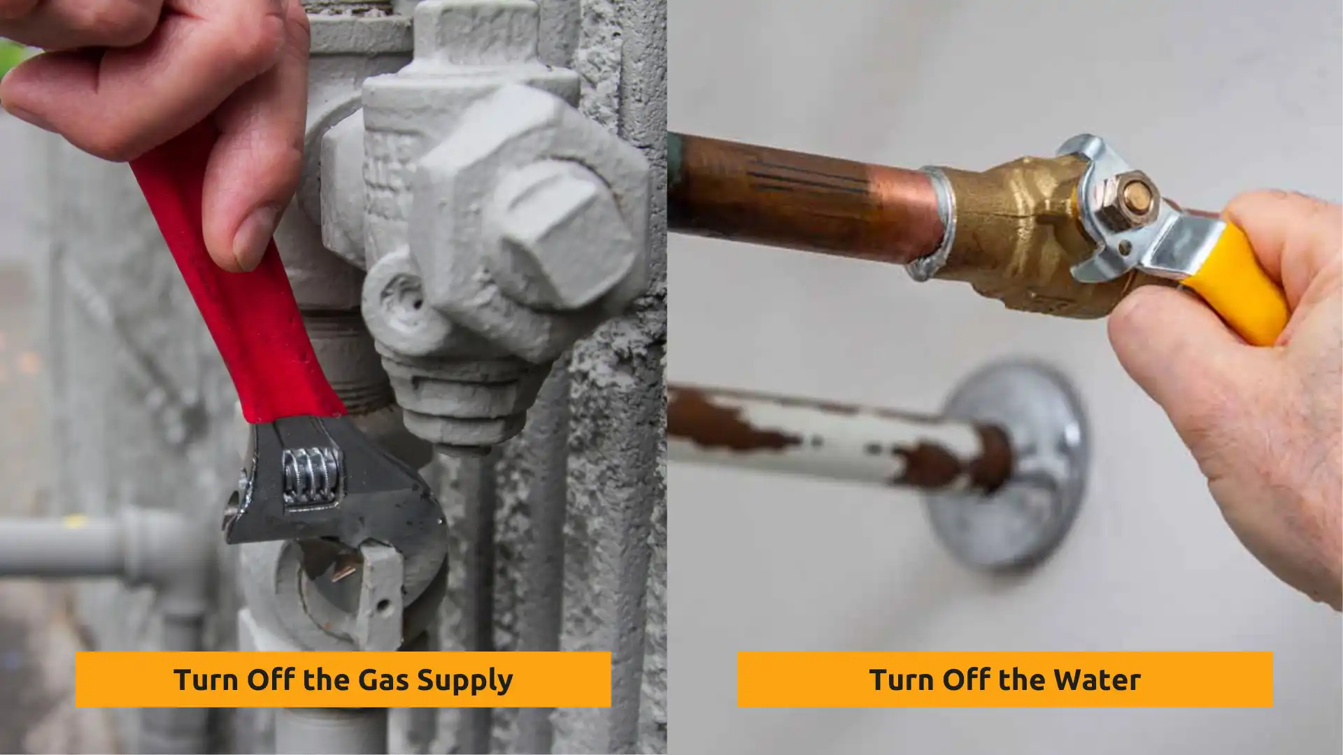 Turn Off the Gas Supply And Turn Off the Water